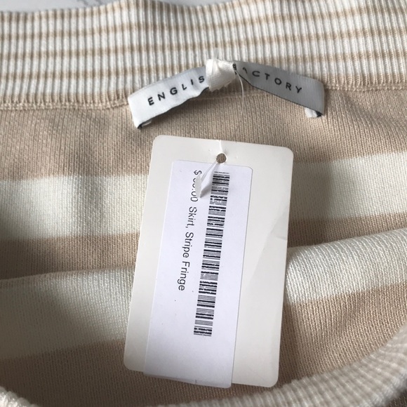 NWT English Factory Stripe Fringe Skirt - Picture 2 of 4
